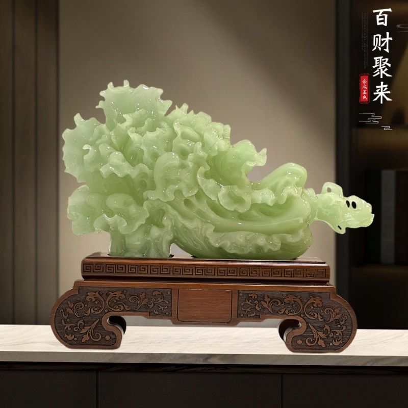 百财聚来玉白菜摆件招财百财客厅玄关酒柜装饰品公司开Z业乔迁礼,家居饰品,装饰摆件,淘宝优惠券,粉丝福利购,淘宝优惠卷
