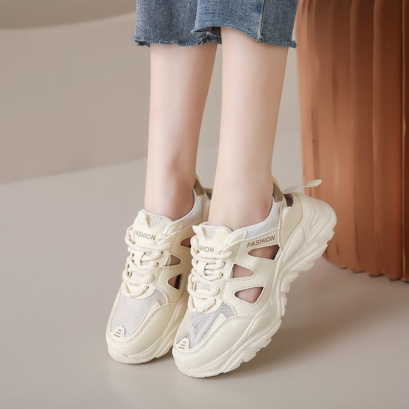 踩屎感运动凉鞋i女2024新款夏季镂空老爹鞋显脚小网鞋透气网面孕,女鞋,时尚休闲鞋,淘宝优惠券,粉丝福利购,淘宝优惠卷