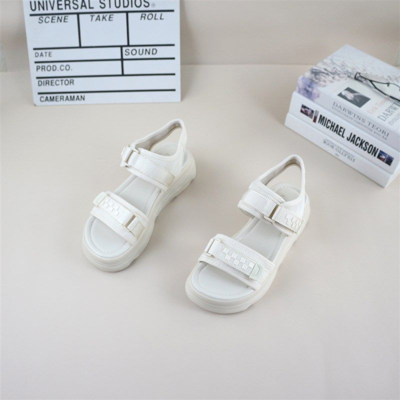 17夏季新款厚底增高露趾网布中空E魔术贴时尚百搭女休闲老爹凉鞋,女鞋,休闲凉鞋,淘宝优惠券,粉丝福利购,淘宝优惠卷