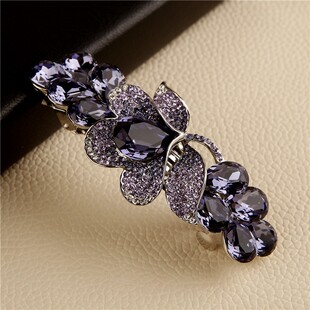 高端精致优质水晶k发夹后脑勺女日韩妈妈发卡镶钻弹簧夹成人一字