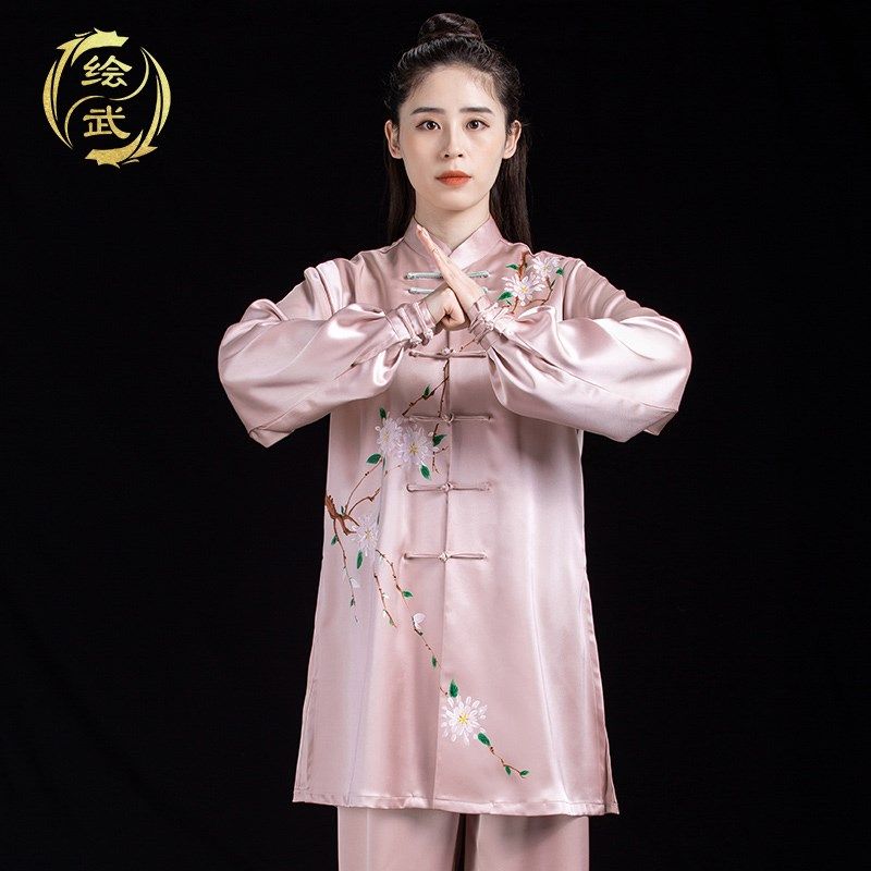 2024春秋太极服女款新款v高端手绘八段锦健身气功太极拳练功表演