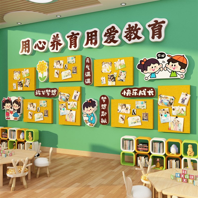 毛毡板照a片幼儿园墙面装饰环创主题成品文化走廊托管机构中心形