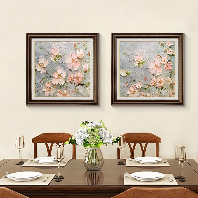 美式餐厅装饰画欧式复古油画幸福树饭厅背景墙挂画小众高级感壁画图片