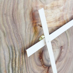 昆园质年轮时钟表复古田园个性静音实木挂钟客厅大号创意壁钟