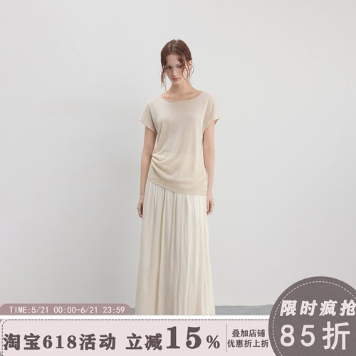 BZXO高级感亚麻针织短袖女夏季新款宽松显瘦百搭老钱风薄款上衣服