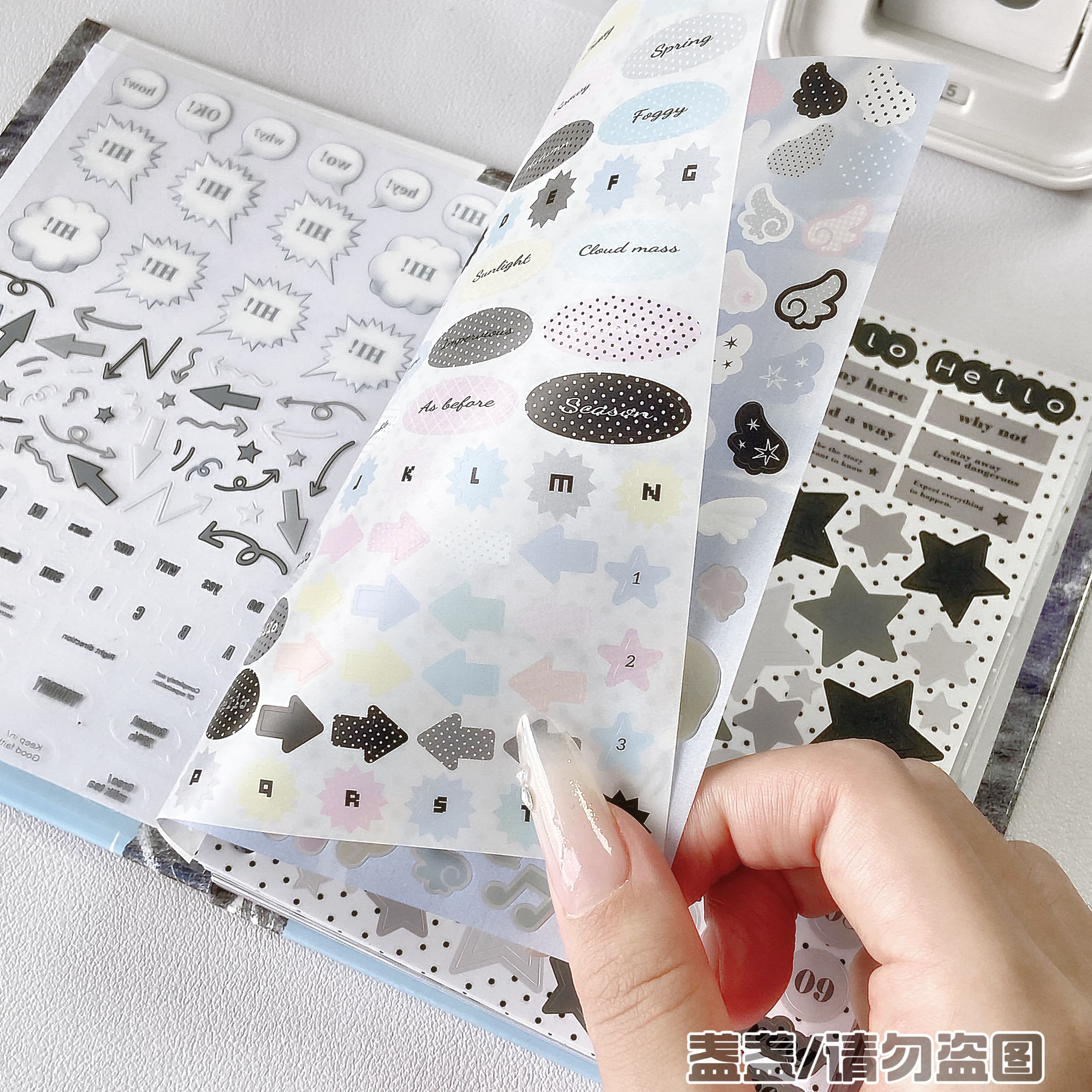 冷调ins！双材质贴纸氛围感手账图片