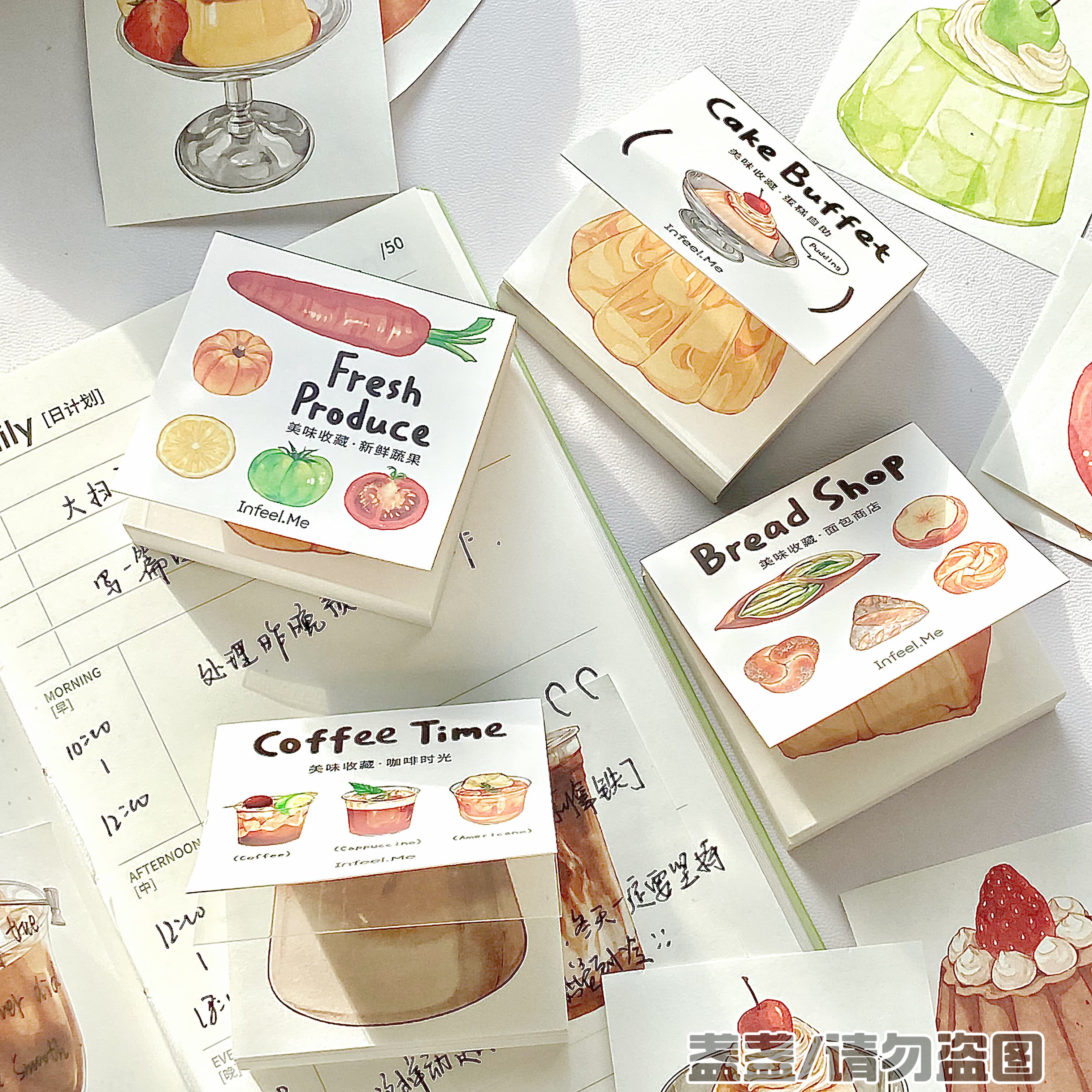 100张!可爱手帐便签本美味收藏吐司甜点diy装饰素材纸打底纸拼贴