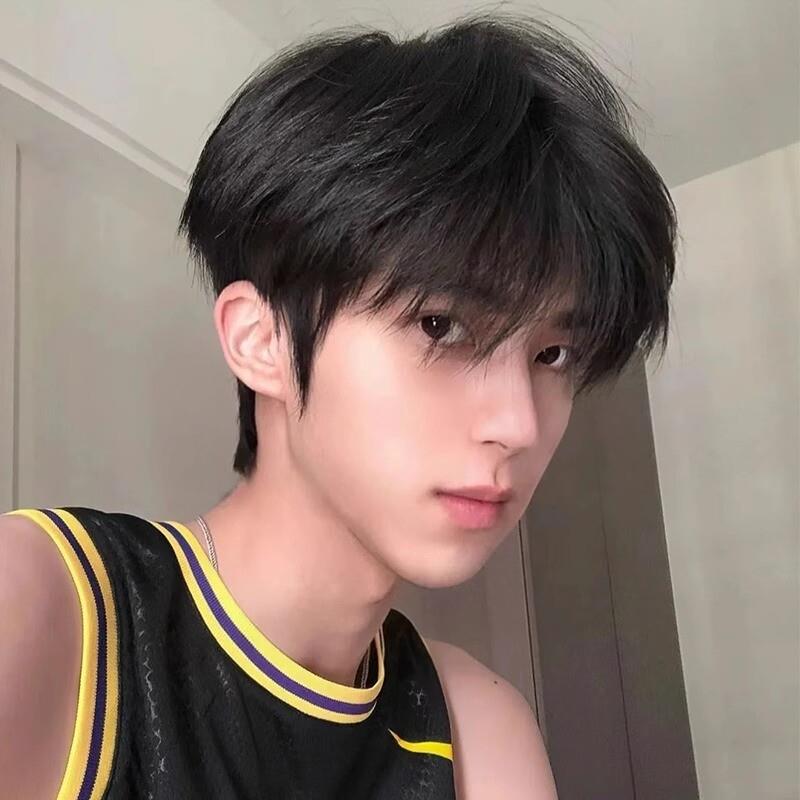 假发男生短发全头套式韩版男士帅气卷发彷真发蓬松微分碎盖假发套