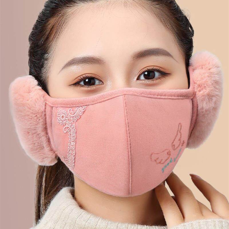 口罩耳罩二合一加厚骑行女士韩版时尚防寒保暖透气护耳防风面罩冬