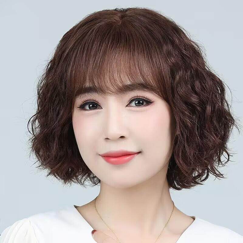 新款假发女短发逼真蓬松玉米烫假发套女全头逼真假发羊毛卷中长发