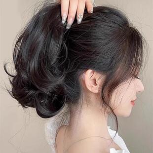 马尾假发抓夹卷发马尾女自然彷真发高马尾梨花卷绑带式可扎低马尾