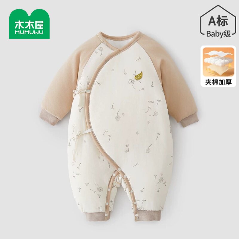 婴儿连体衣秋冬装夹棉保暖加厚男女宝宝衣服冬季新生幼儿可爱外出