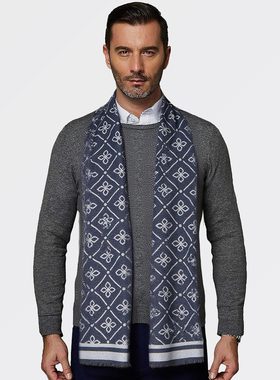 新款男士围巾冬季加厚保暖礼盒装送男友高档休闲百搭围脖舒适防寒