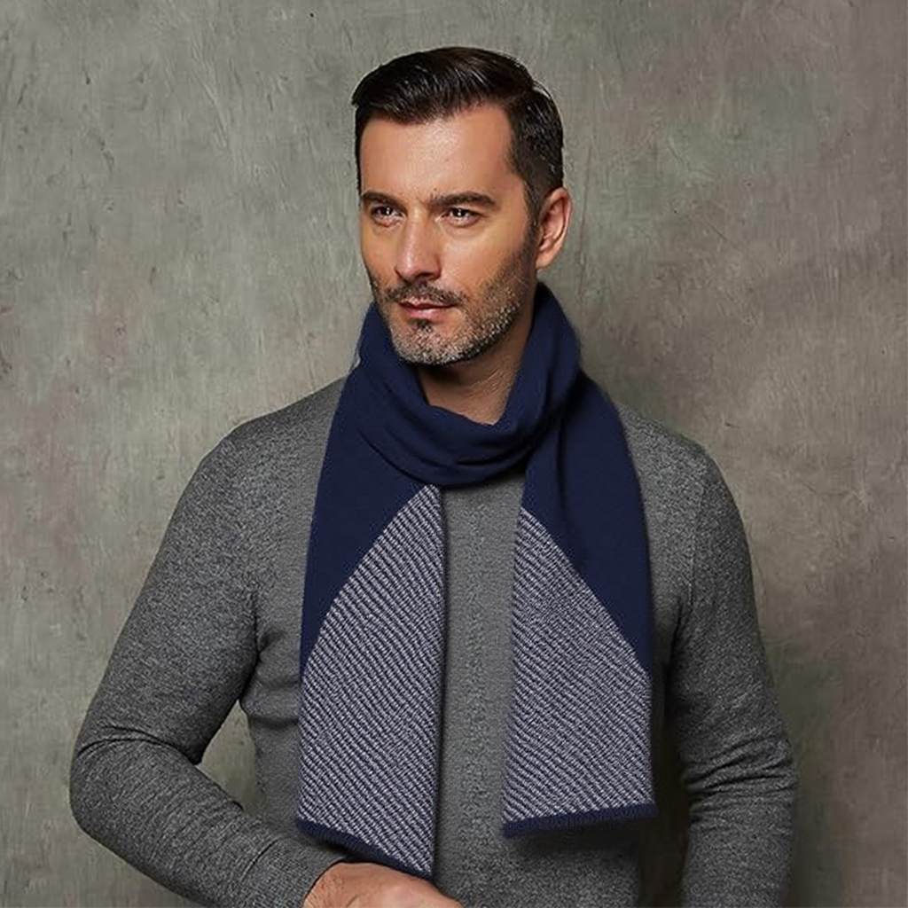 简约潮流英伦风新款男士围巾秋冬季加厚保暖礼盒装围脖舒适防寒