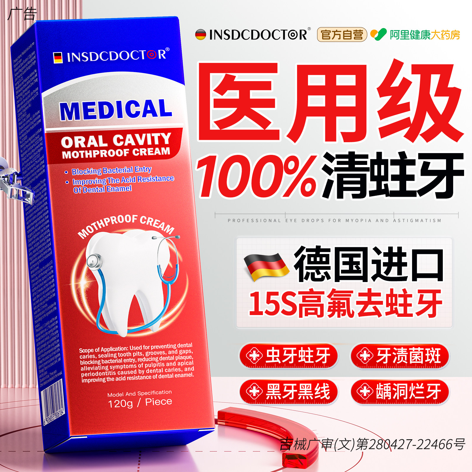 医用高含氟防蛀膏牙龋齿修复成人专用正畸抗敏菌斑正品官方旗舰店