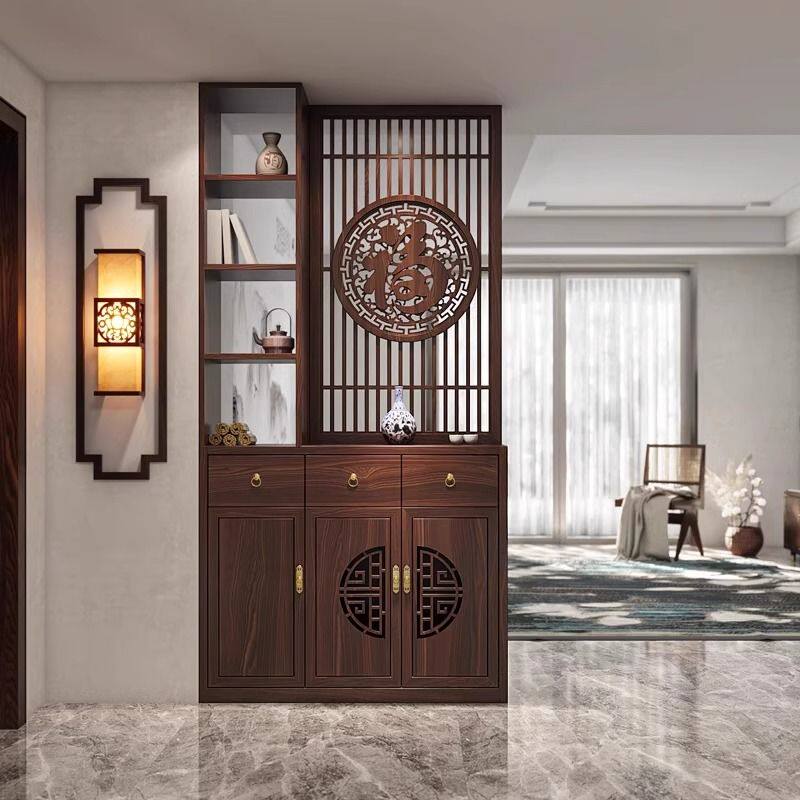 中式正对入户门玄关柜实