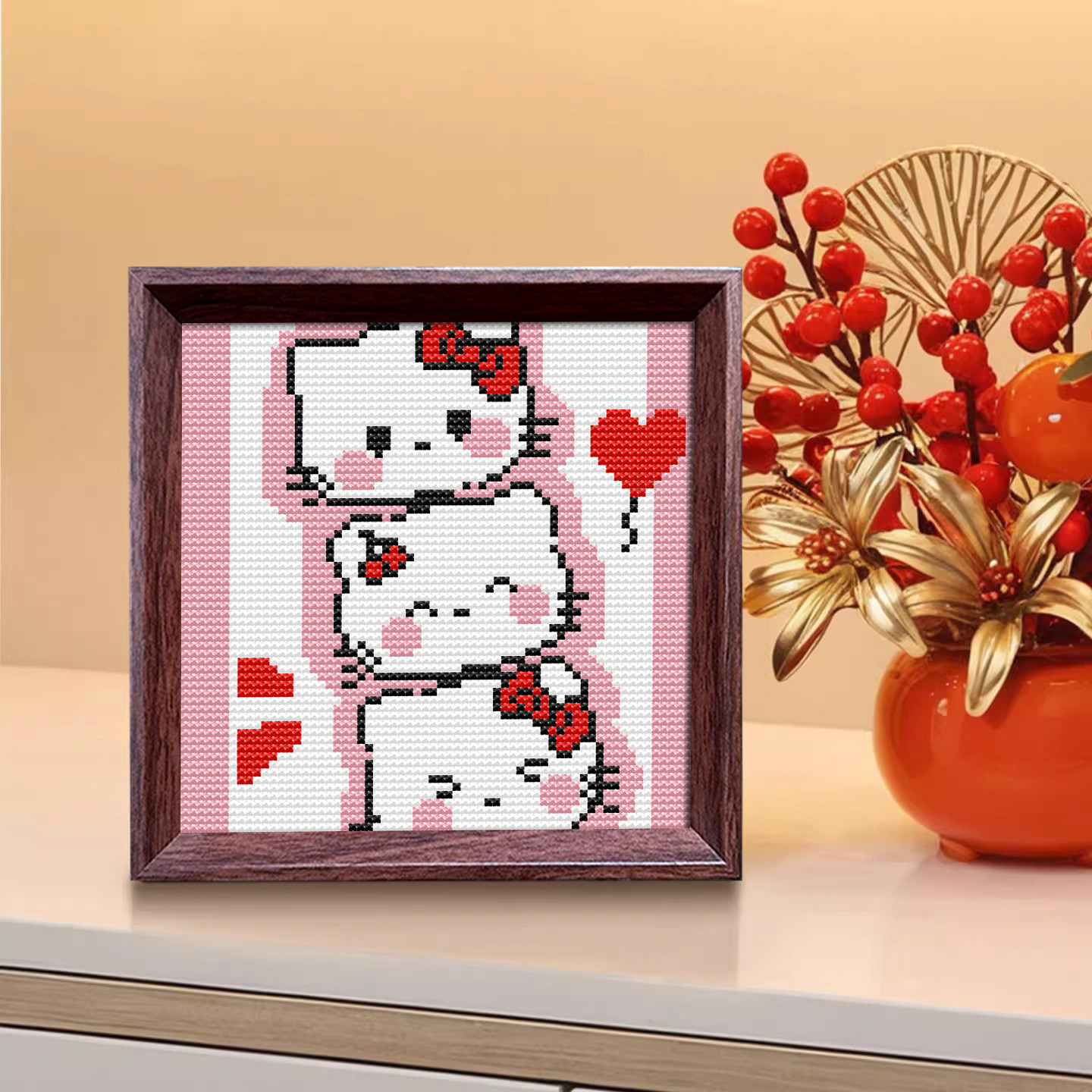 【凯蒂猫】十字绣2026新款线绣带框摆台卡通动漫半成品自己绣刺绣,居家布艺,十字绣套件,淘宝优惠券,粉丝福利购,淘宝优惠卷