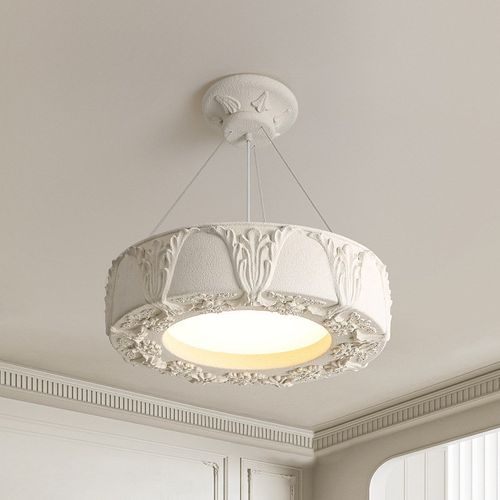 奶油风客厅吊灯创意艺术新款精美树脂雕花书房卧室吸顶灯护眼灯具