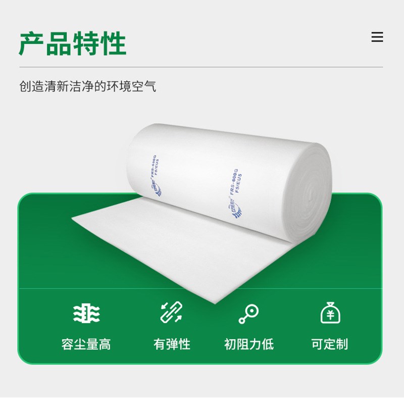 供应600G烤漆房过滤棉 油漆房天井顶棉涂装系统用中效空气过滤棉