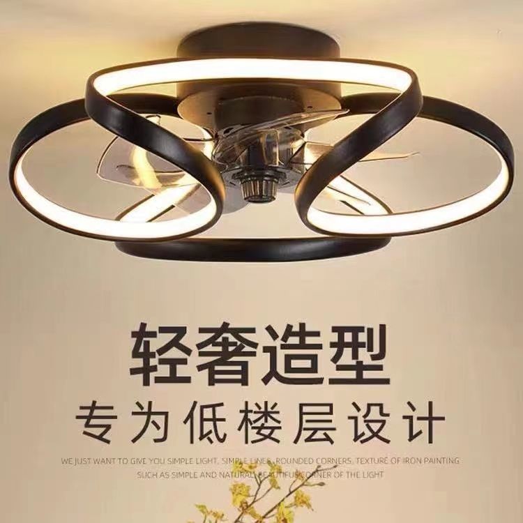 卧室led吸顶灯风扇灯带风扇环形轻奢简约房间卧室灯一体遥控智能