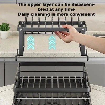 Dish Drying Rack Adjustable Kitchen Plates OrganiUzer with D