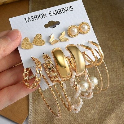 Fashion eGeometric Hoop Earrings Set for Women Statement Vin