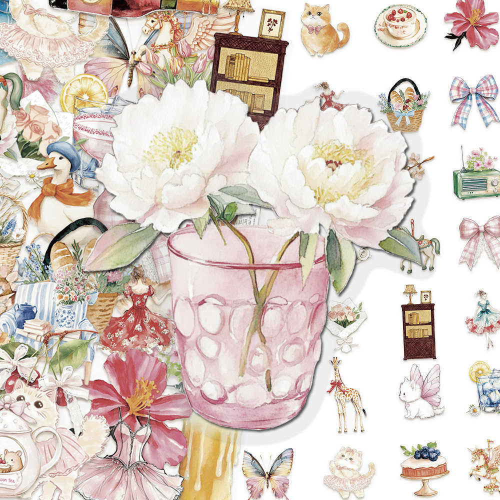 水彩少女的花园PET贴纸韩系卡通小清新花束小动物彩绘素材diy贴画,文具电教/文化用品/商务用品,贴纸/立体贴纸,淘宝优惠券,粉丝福利购,淘宝优惠卷