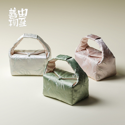 由至善物织锦便携式茶事包大容量一壶两杯户外茶具外出携带收纳包