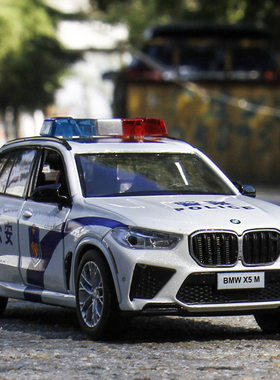 【MW798】[盒装]彩珀仿真1:32宝马X5m警车合金声光回力模型儿童玩