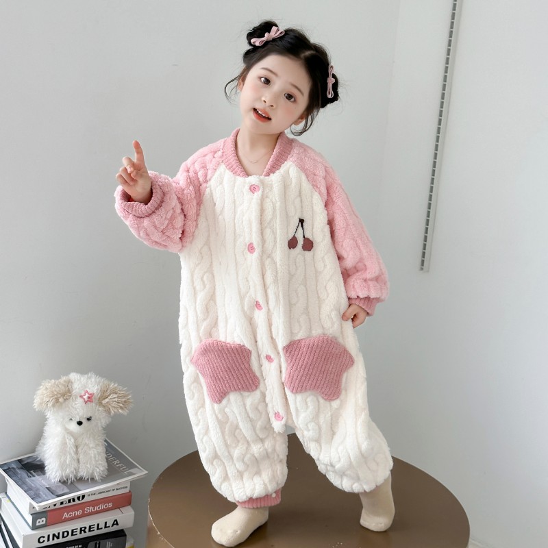 儿童连体睡衣女童珊瑚绒冬季加绒