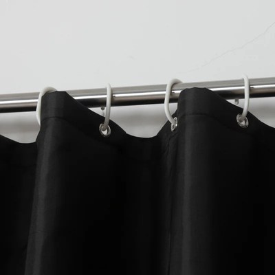 Modern Black Shower Curtains Waterproof Fabric Solid YColor