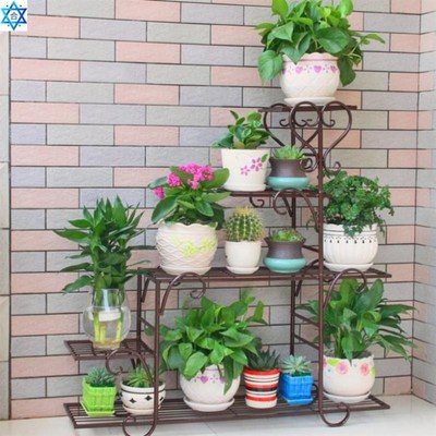 Family balcony flowerpot stand shelf green plant pYut rack