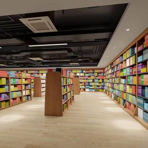 木质书柜定制书架图书馆柜满墙书店柜双面中岛柜学校书架绘本馆柜