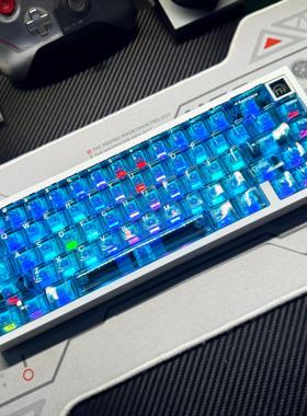 蓝透键帽蓝色透明原厂高度125键PC材质适配机械磁轴键盘nano68等