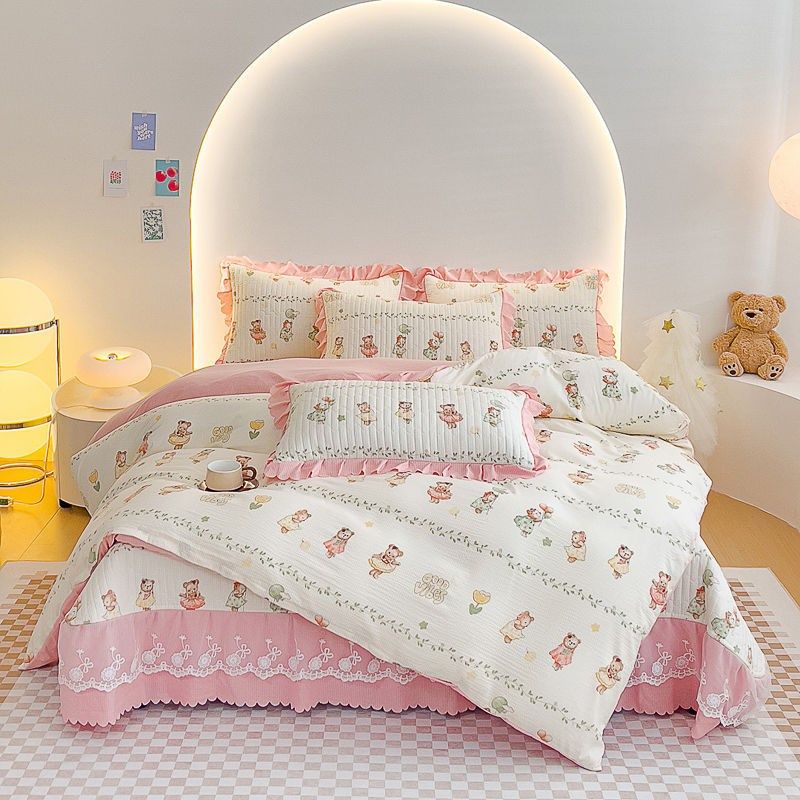 四季夹棉床盖四件套韩版公主风床罩三件套保护套床上用品加厚床单,床上用品,床品套件/四件套/多件套,淘宝优惠券,粉丝福利购,淘宝优惠卷