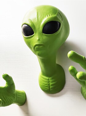 跨境绿色外星人创意挂件3D Alien墙壁搞怪造型家居道具