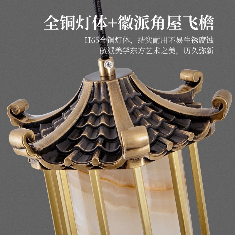 全铜云石欧式复古客厅吊灯高端创意新中式餐厅复式楼别墅大吊灯