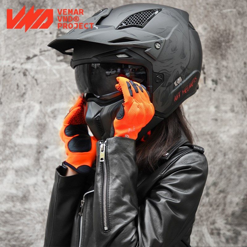 VND摩托车手套夏季透气机车赛车防摔透气骑行骑士柔软装备男手套