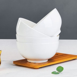 碗10个装釉下彩纯白骨瓷米饭碗家用高脚碗防烫6寸7寸面碗汤碗组合