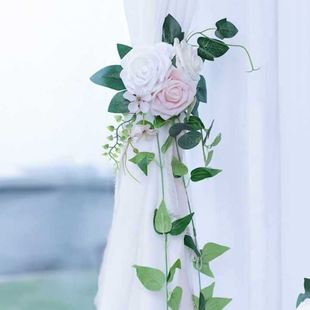 饰花居家窗帘缎带绑 √婚品婚礼椅背花走廊过道尤加利叶装