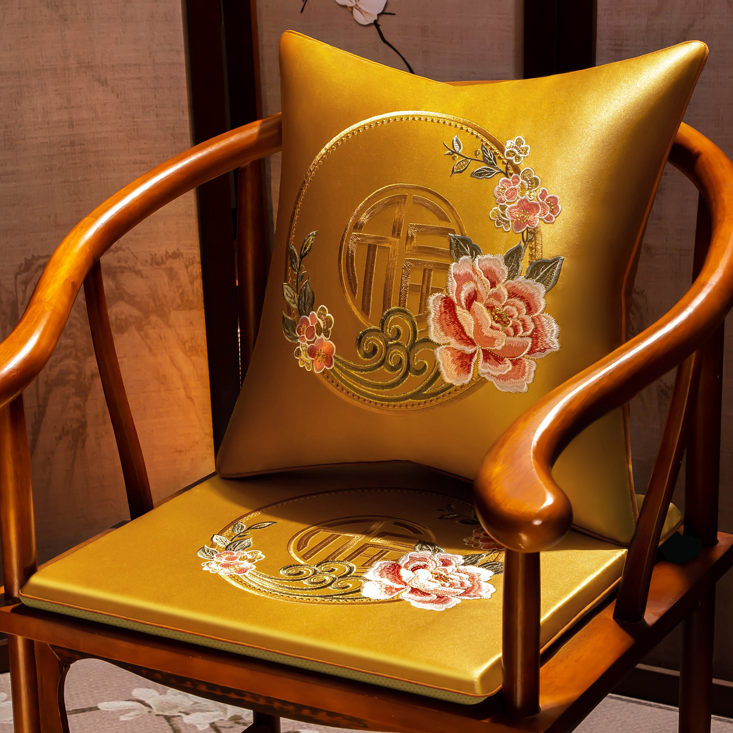 新中式禅意红木沙发垫坐垫