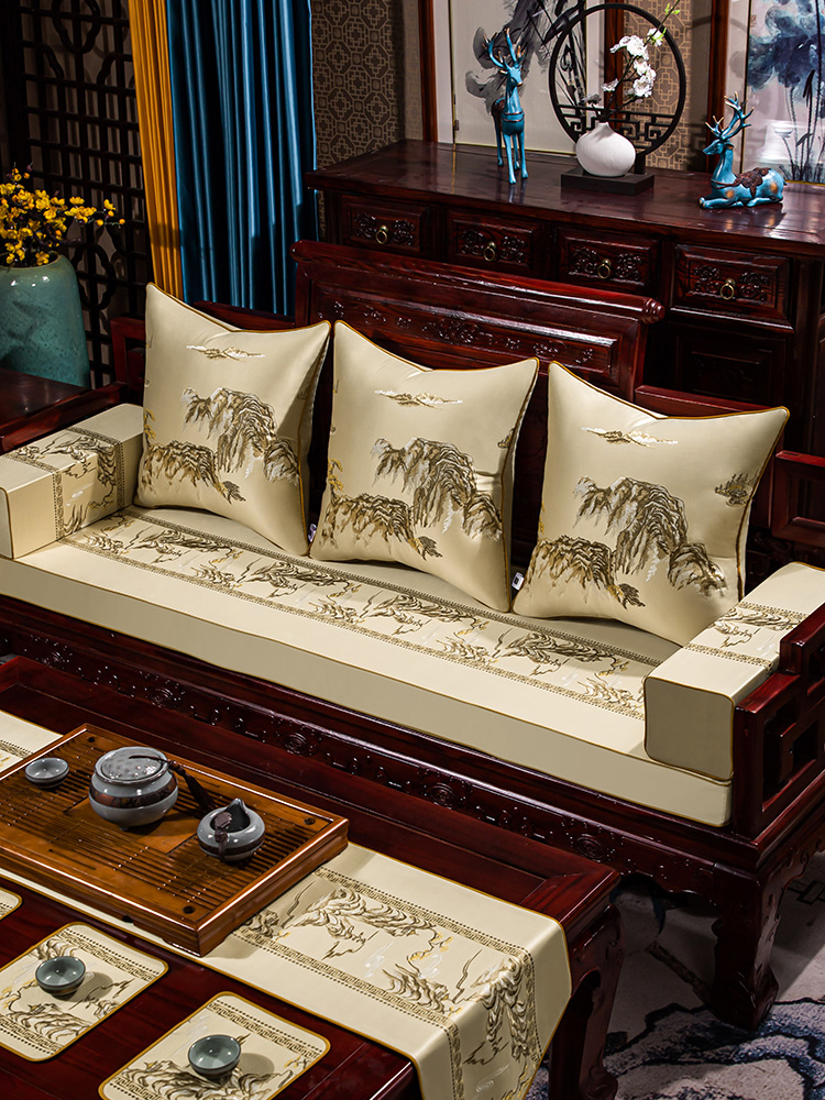 红木沙发坐垫新中式实木沙发加硬海绵座垫罗汉床垫防滑乳胶垫椅垫