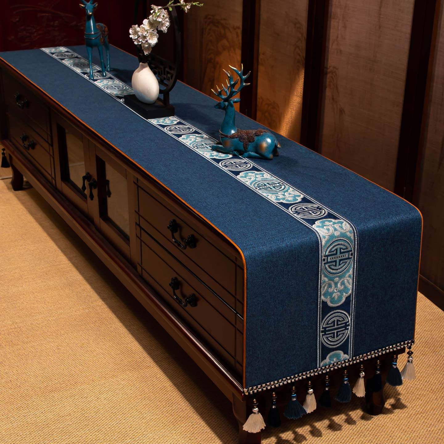 轻奢高级感电视柜盖布茶台茶席