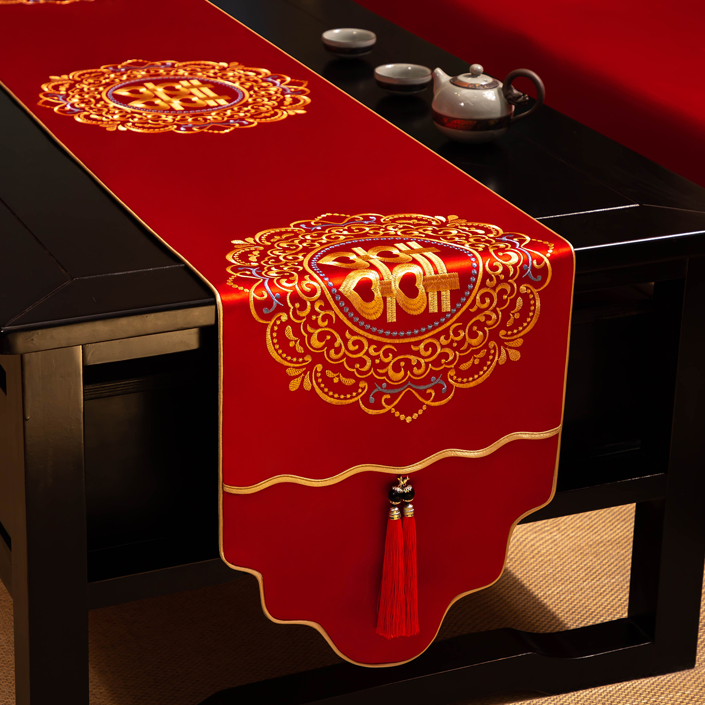 中式轻奢高级感长条桌旗高端定制