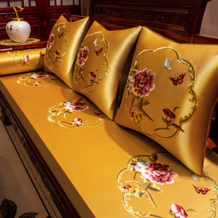 新中式沙发垫专用垫子红木沙发坐垫高端实木罗汉床五件套座垫定制