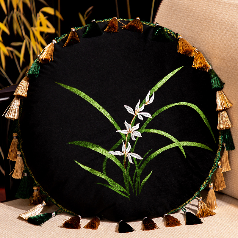 轻奢高级感园形流苏抱枕高端靠背