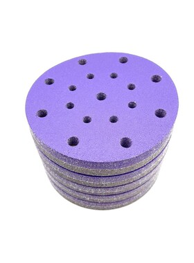 PC73 6寸汽车干磨砂纸6寸17孔陶瓷紫砂植绒紫色圆盘砂纸150mm