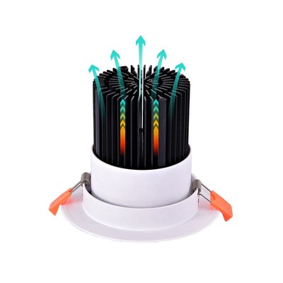 可调节24W筒灯外壳4寸压铸天花灯外壳套件50mm喇叭口散热器铜灯