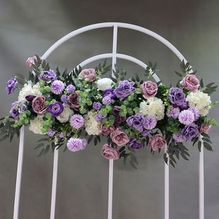饰壁挂花艺墙面背景布置舞台长条绢花路引花 婚庆仿真花排婚礼堂装