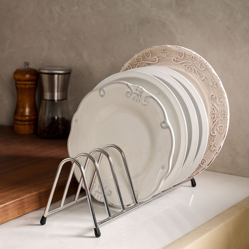 304不锈钢碟子沥水架晾碟盘子砧板架碟子收纳厨房置物架6-9格